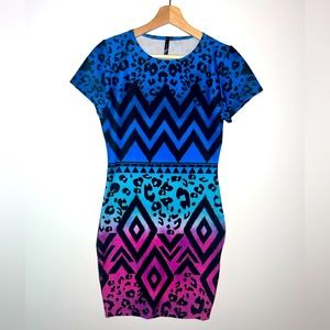 Stretch Tribal print dress- Size M